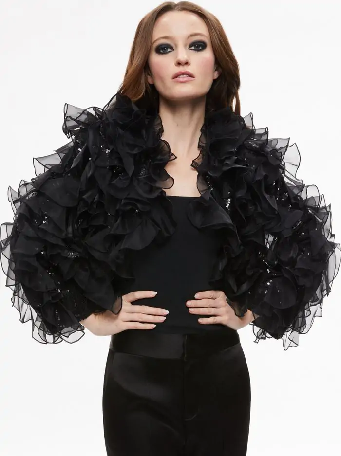 BRITTON RUFFLED CROPPED JACKET